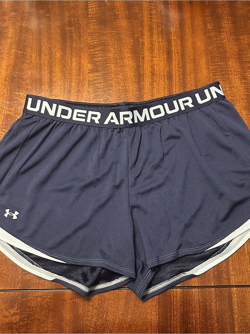Under Armour Women's Navy Athletic Shorts with White Trim